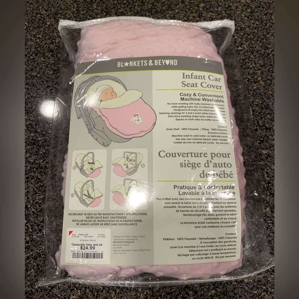 NWT Pink Infant Car Seat Cover!
